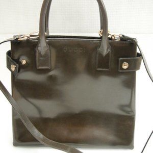 Authentic Gucci Brown Patent Leather Handbag